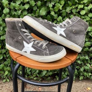 GOLDEN GOOSE GGDB Francy High Hi Top Deluxe Sneakers Brown Suede Leather